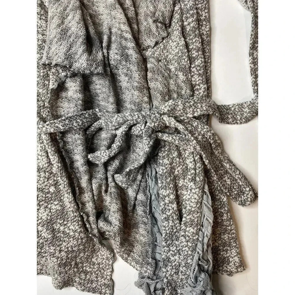 A'Reve Gray Knit Boho Lace Open Belted Cardigan Womens Size Small - Picture 3 of 7